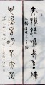 丁仕美大篆书法对联《天机清旷长生海，心地光明不夜灯》